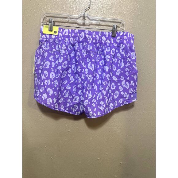 All In Motion Women’s‎ 3” Running Shorts Large Purple Leopard Zip Pocket NWT - Picture 10 of 12